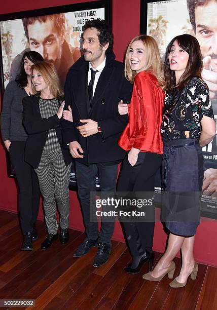 Zabou Breitman;Nicole Calfan;Vincent Elbaz;Julie Gayet;Anne Charrier attend 'Je Compte Sur Vous' Premiere at Publicis Cinema on December 21, 2015 in...