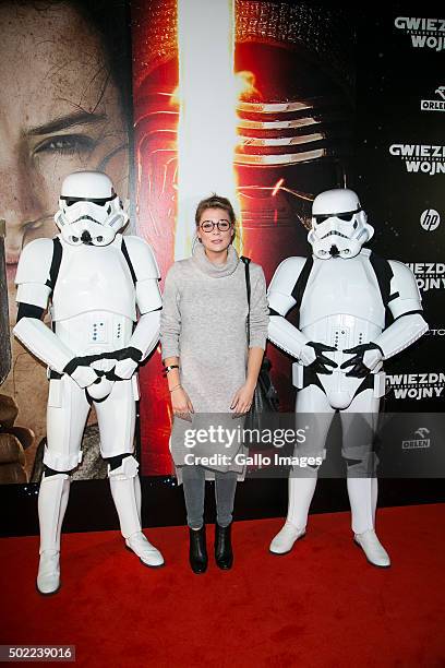 Marta Wierzbicka attends the premiere of Star Wars: The Force Awakens on December 17, 2015 at the Multikino Zlote Tarasy in Warsaw, Poland. This is...