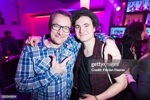 Phil Laude and guest attend the after-show party of premiere for the film 'Bruder vor Luder' at Ivory on December 20, 2015 in Cologne, Germany.