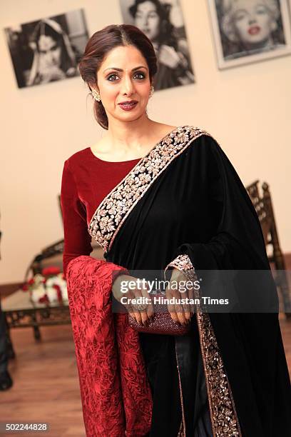 Bollywood actress Sridevi Kapoor during the party hosted by politician Amar Singh at DLF Chhattarpur Farms on December 20, 2015 in New Delhi, India.