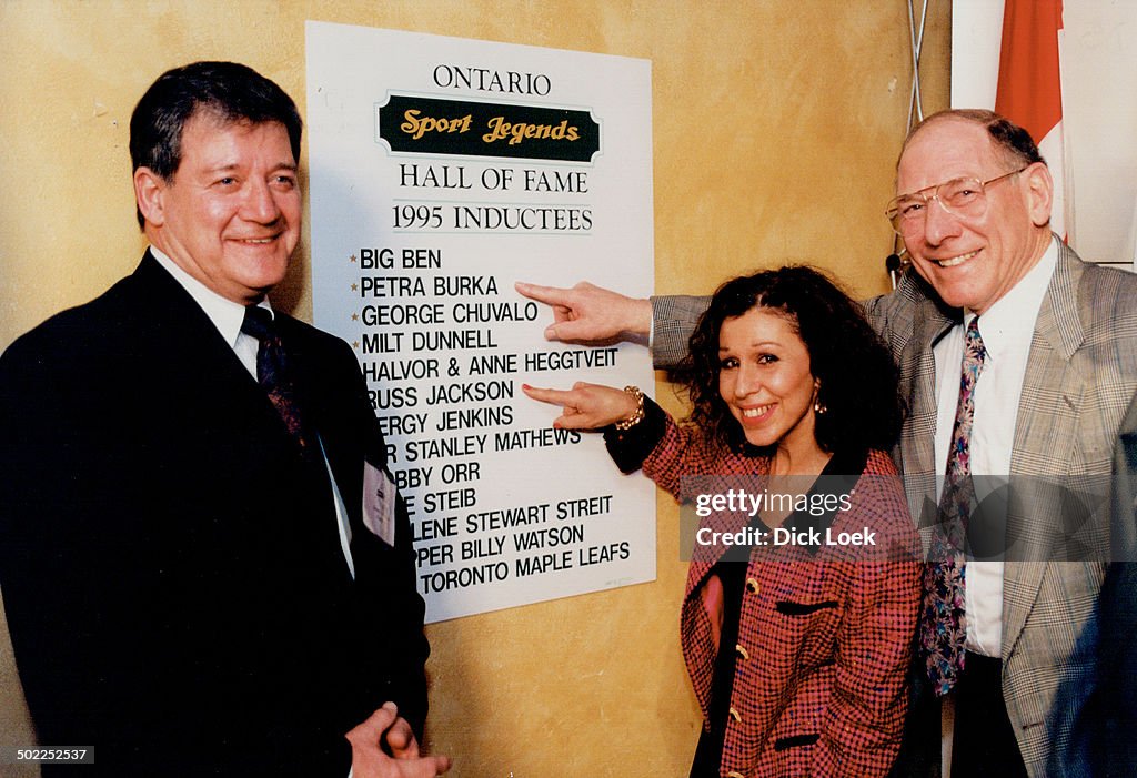 Petra Burka (centre) and Russ Jackson (right)