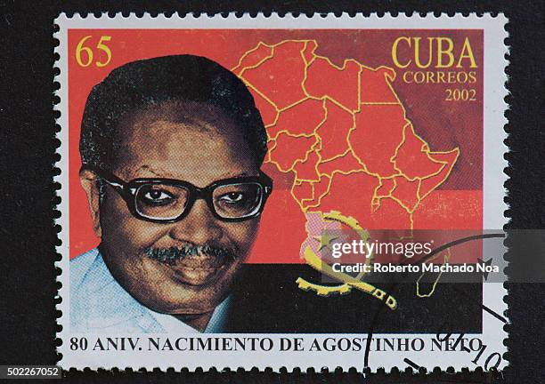 Eighty 80 Anniversary of Agostinho Neto birth. 2002 vintage Cuban postage stamps collection. Antonio Agostinho Neto served as the first President of...