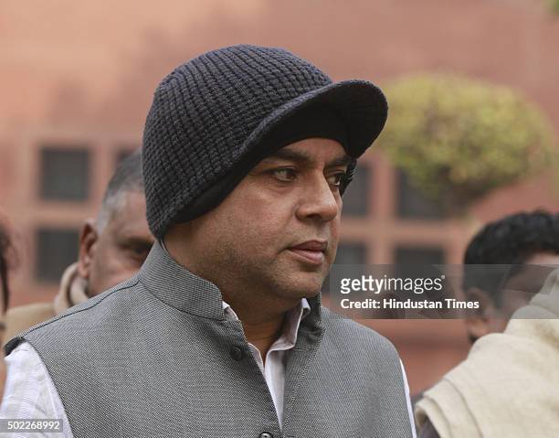Leader Paresh Rawal leaves after the BJP parliamentary board meeting, on December 22, 2015 in New Delhi, India. Parliament passed the juvenile...