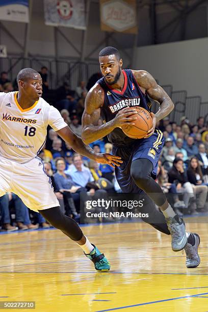 Earl Clark of the Bakersfield Jam drives to the basket during an NBA D-League game against the Santa Cruz Warriors on December 18, 2015 at the Kaiser...