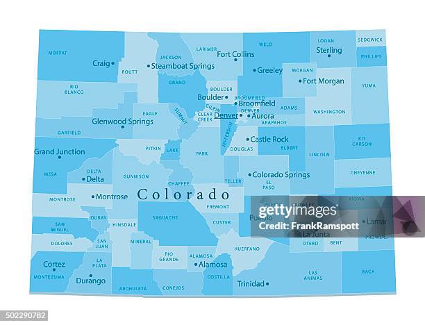 ilustrações de stock, clip art, desenhos animados e ícones de colorado vetor mapa isolado - aurora colorado