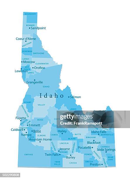 ilustraciones, imágenes clip art, dibujos animados e iconos de stock de idaho vector map aislado - idaho