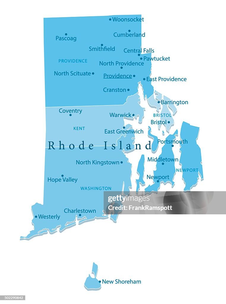 Rhode Island Vector Map Isolated
