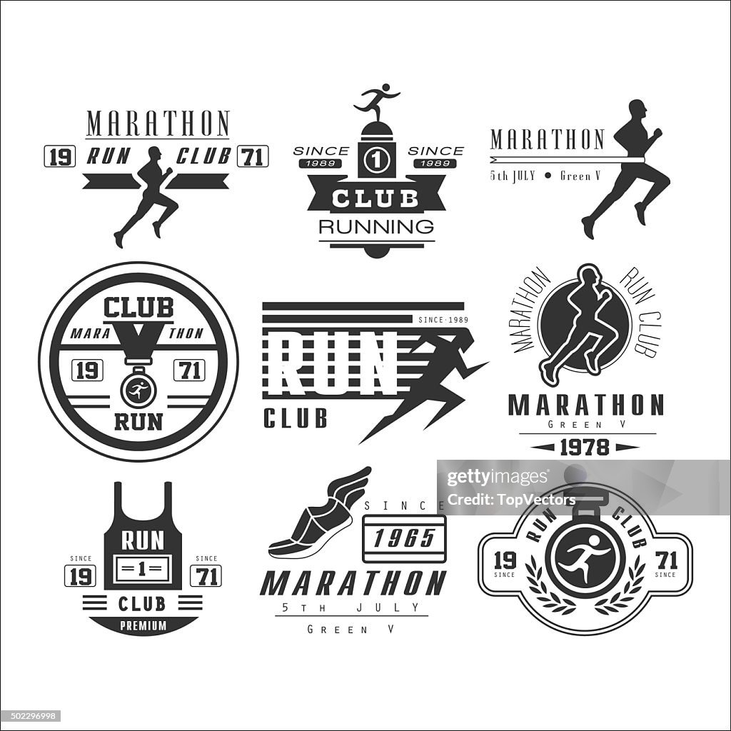 Running Labels Running Club Labels Emblems And Design Elements Vector High-Res Vector ...