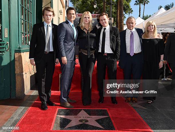 Actor Rob Lowe, wife Sheryl Berkoff, sons Edward Lowe and John Lowe, mom Barbara Lynn and dad Charles Lowe attend the ceremony honoring Rob Lowe with...