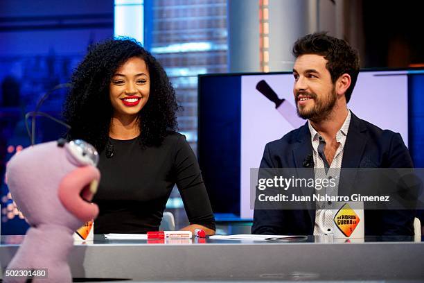 Berta Vazquez and Mario Casas attend 'El Hormiguero' Tv show at Vertice Studio on December 22, 2015 in Madrid, Spain.