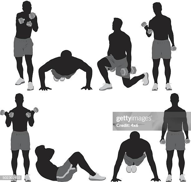 man working out - hand weight stock illustrations