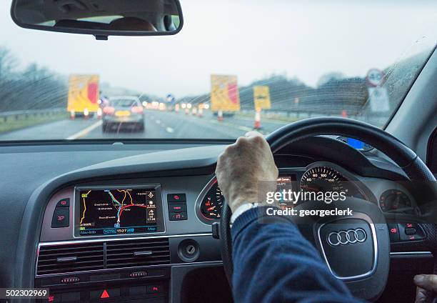 uk motorway driving - audi interior stock pictures, royalty-free photos & images