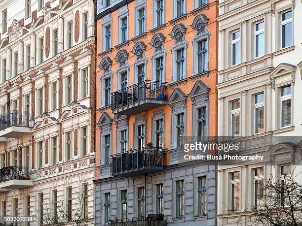 facades of residential building in the center of berlin, germany - prenzlauer berg stock pictures, royalty-free photos & images