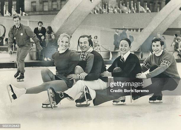 Champions whirl at city hall. Member of Parliament-elect Otto Jelinek and his sister; Maria ; the 1962 world pairs figure skating champions; take a...