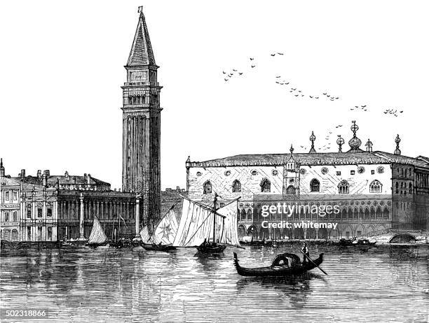 illustrations, cliparts, dessins animés et icônes de venise-victorian gravure - quayside