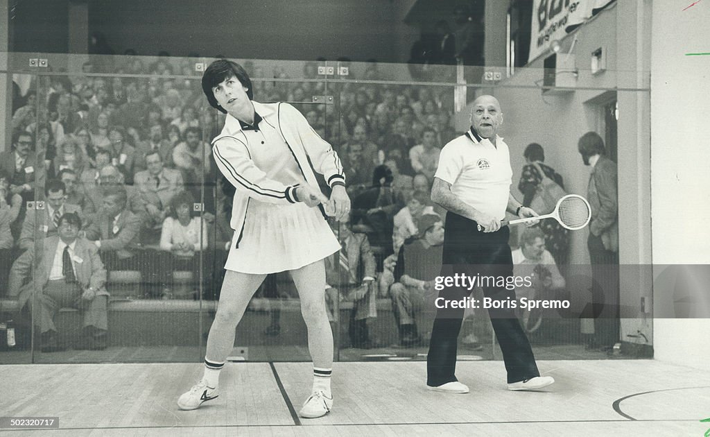 The greatest: Two finest squash players in the world; Heather McKay; 38; and Hashim Khan. 66; both o