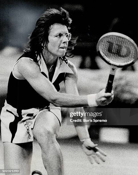 Billie Jean King led Philadelphia Freedoms to their 17th victory in 21 World Team Tennis matches last night; a narrow 27-26 win over Toronto Royals....