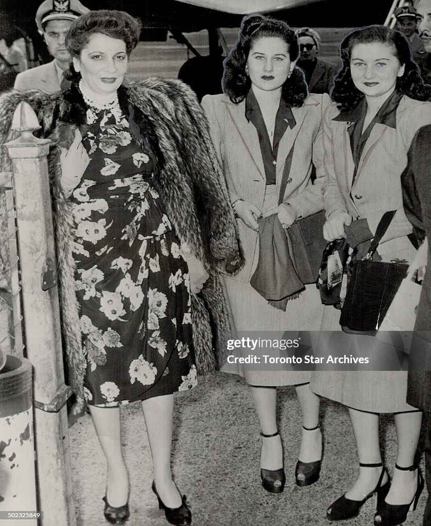 Canadian Rockies are holiday goal of Queen Nazli; left; Princess Faiki; 21; centre; and Princess Fat