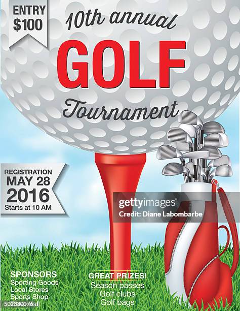 golf fundraiser tournament template - golf ball on tee stock illustrations