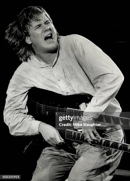 He's hot: Toronto guitarist Jeff Healey; seen in performance at Ontario Place Forum in the fall of 1988; last night snared triple honors at the CASBY...