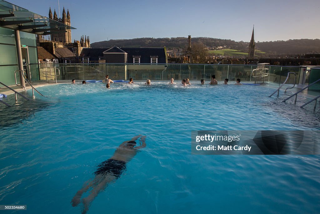 People Relax At The Bath Spa Before The Christmas Festivities