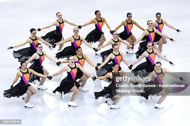 Team Haydenettes of USA performs during the Synchronized Skating Free program during day three of the ISU Grand Prix of Figure Skating Final...