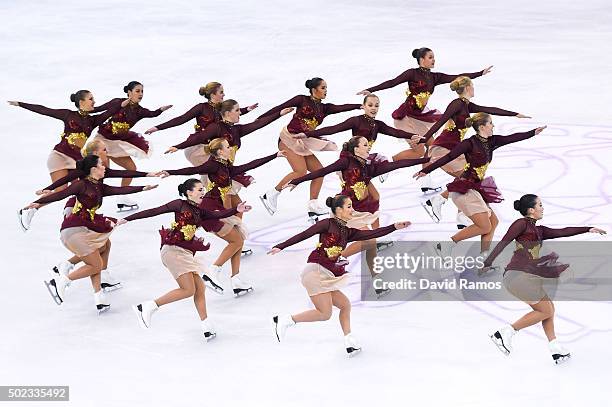 Team Surprise of Sweden performs during the Synchronized Skating Free program during day three of the ISU Grand Prix of Figure Skating Final...