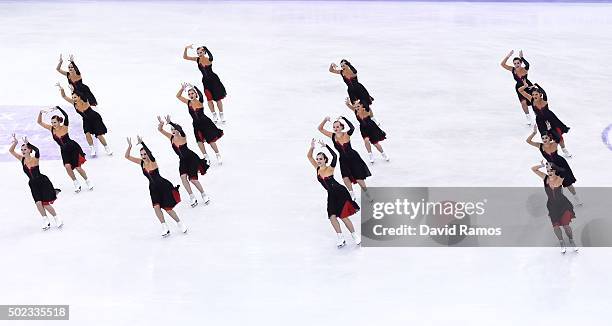 Team Paradise of Russia performs during the Synchronized Skating Free program during day three of the ISU Grand Prix of Figure Skating Final...