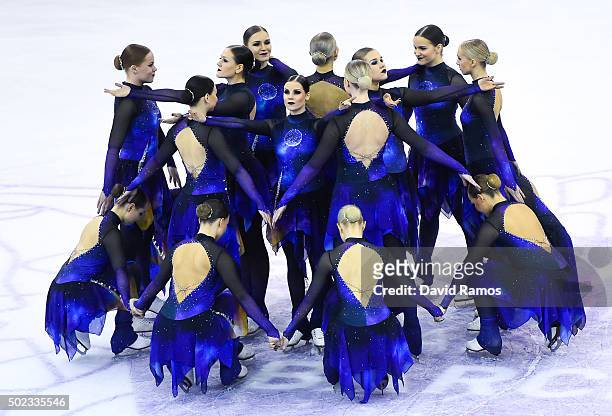 Team Rockettes of Finland performs during the Synchronized Skating Free program during day three of the ISU Grand Prix of Figure Skating Final...