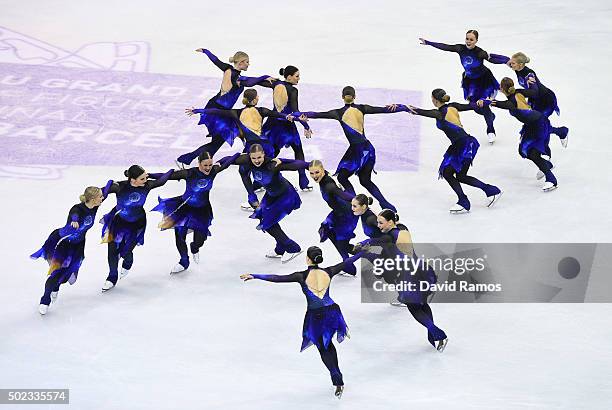 Team Rockettes of Finland performs during the Synchronized Skating Free program during day three of the ISU Grand Prix of Figure Skating Final...