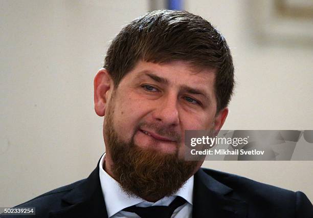 Chechen President Ramzan Kadyrov seen during the State Council meeting in Grand Kremlin Palace, on December 23, 2015 in Moscow, Russia.