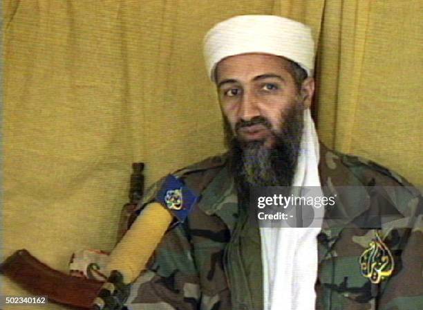 Grab picture taken from Qatar's al-Jazira TV 10 June 1999 shows Osama bin Laden, one of the FBI's "Ten Most Wanted" men. Bin Laden called in a...