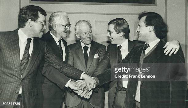 Gathering of NDP leaders -- past and present. Edward Jolliffe ; leader of the Ontario CCF party - fore-runner of the New Democratic Party - from 1942...