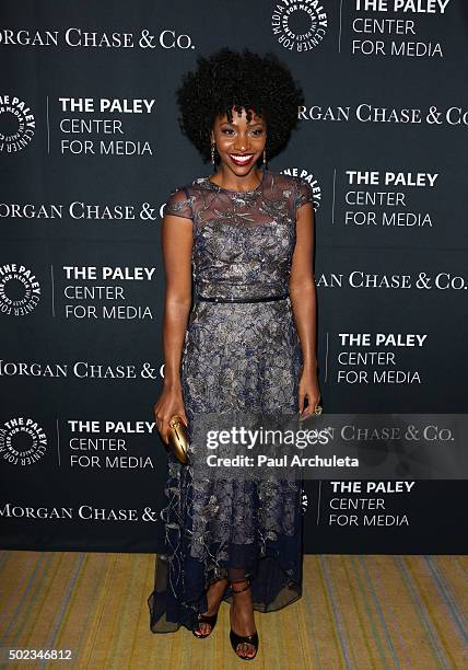 Actress Teyonah Parris attends The Paley Center For Media's Tribute To African-American Achievements In Television at the Beverly Wilshire Four...