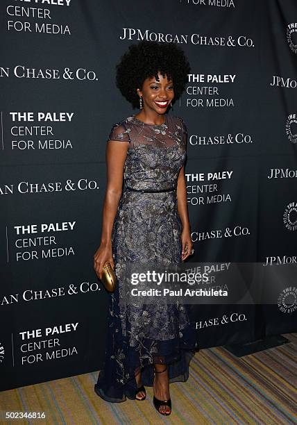 Actress Teyonah Parris attends The Paley Center For Media's Tribute To African-American Achievements In Television at the Beverly Wilshire Four...