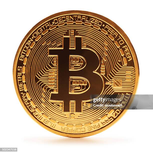 bitcoin virtuale su bianco - bitcoin foto e immagini stock