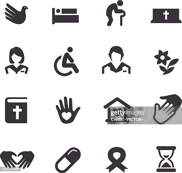 hospice care icons - acme series - healthcare worker stock illustrations