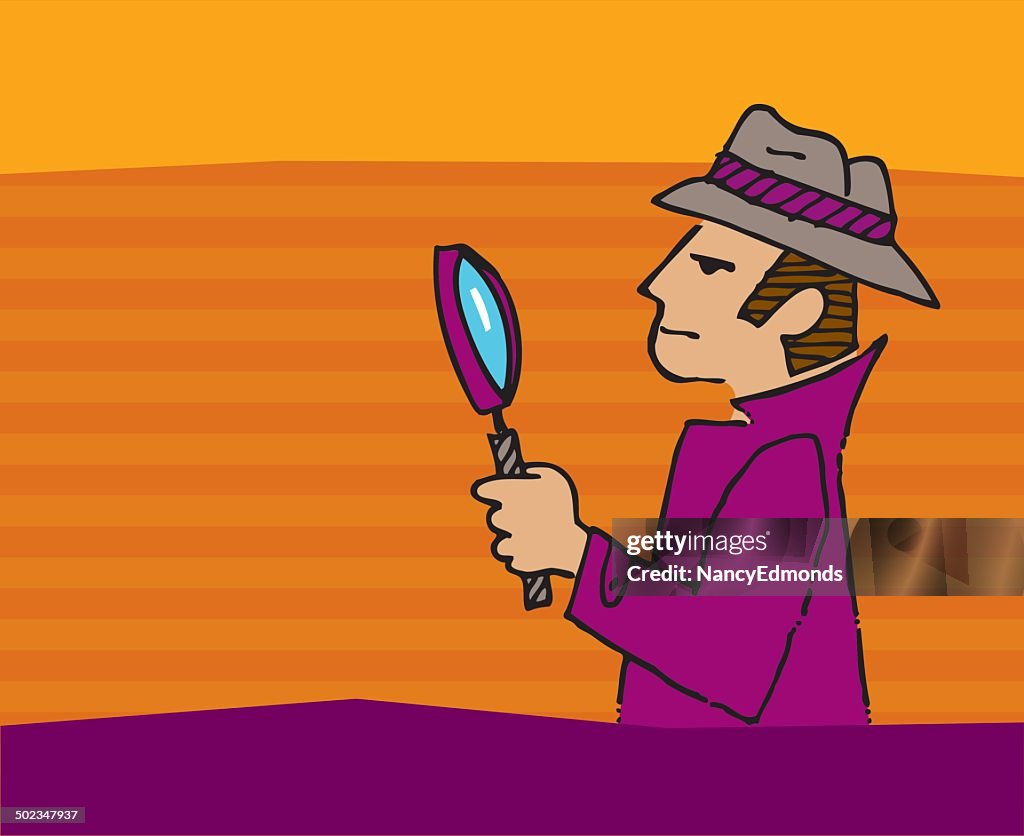 Inspector Detective Looking at Clues, with Space for Text