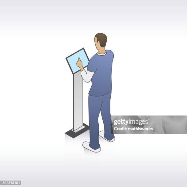 male nurse at kiosk illustration - mathisworks healthcare stock illustrations