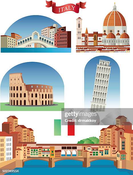 italien symbole - leaning tower of pisa stock-grafiken, -clipart, -cartoons und -symbole