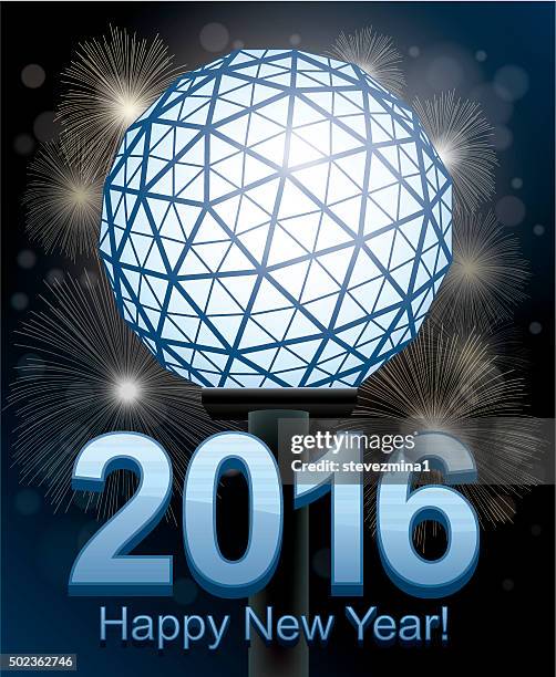 new year's eve 2016 - times square ball stock illustrations