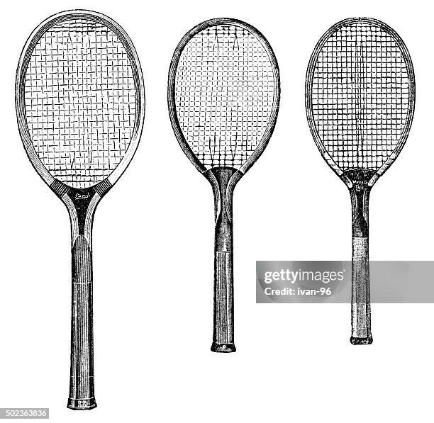 illustrations, cliparts, dessins animés et icônes de raquette de tennis - raquette de tennis vintage