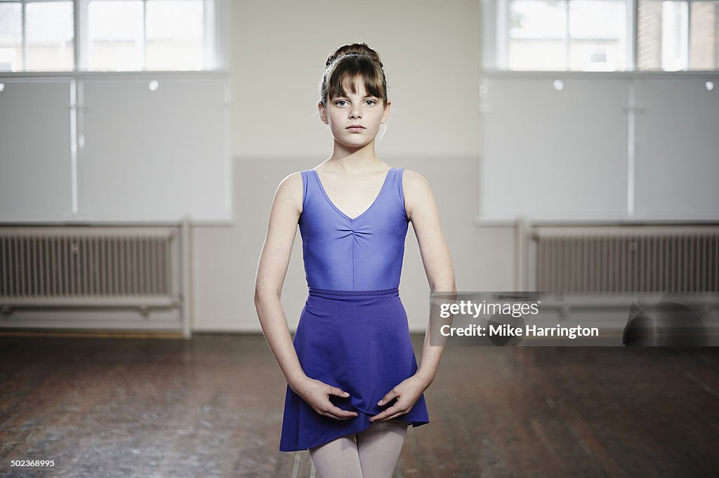 Portrait of ballet dancer in dance studio