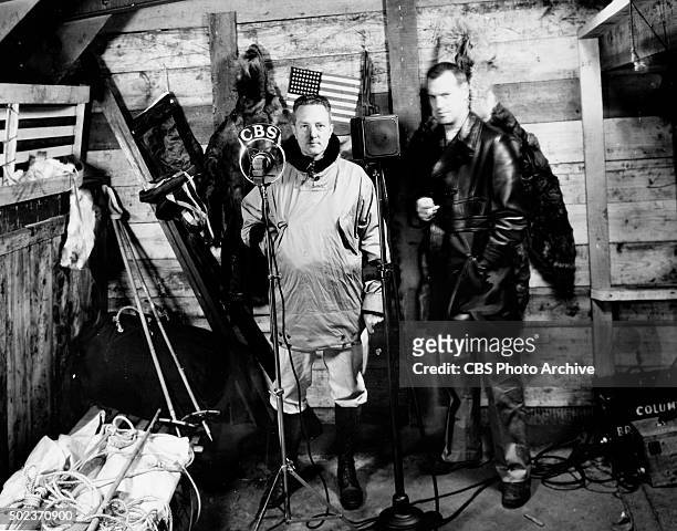 Charles J.V. Murphy, of CBS Radio, is communications officer and announcer of weekly programs to be broadcast from the Second Byrd Antarctic...