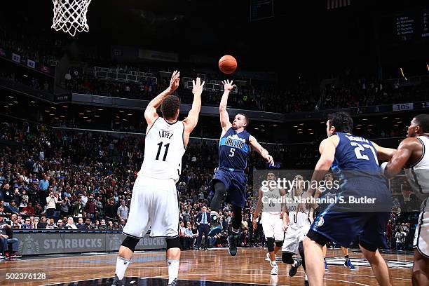 Barea of the Dallas Mavericks shoots against the Brooklyn Nets during the game on December 23, 2015 at Barclays Center in Brooklyn, New York. NOTE TO...