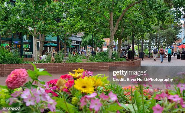 historic pearl street mall in boulder colorado - boulder colorado stock pictures, royalty-free photos & images