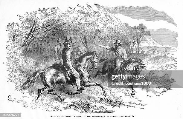 u.s. calvary engraving - fairfax county stock illustrations