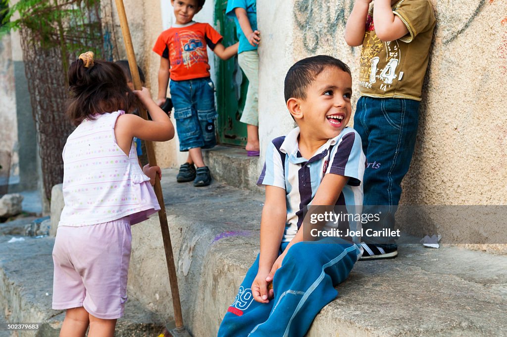 Palestinian children in Jenin refugee camp