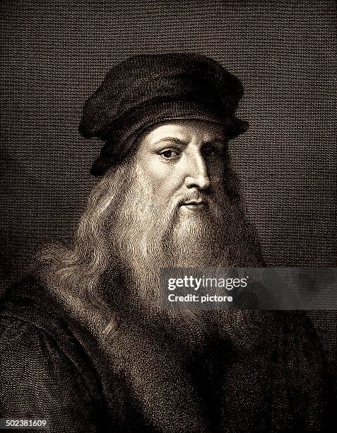 ilustraciones, imágenes clip art, dibujos animados e iconos de stock de leonardo da vinci - pintor artista