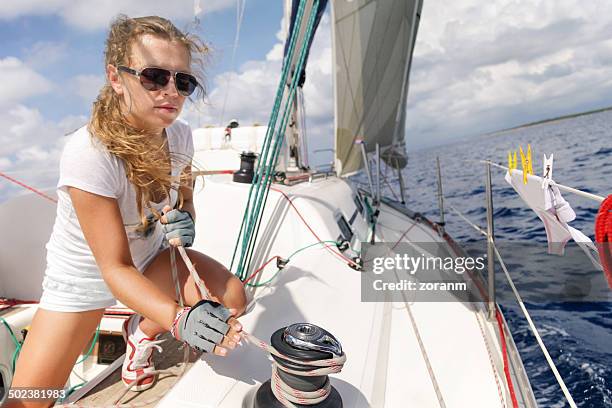 sailing - sailing tacking stockfoto's en -beelden